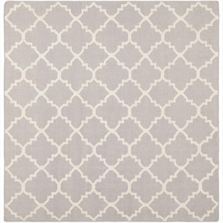 Safavieh 6 ft. x 6 ft. Square Contemporary Dhurries- Grey and Ivory- Flatweave Rug DHU554G-6SQ